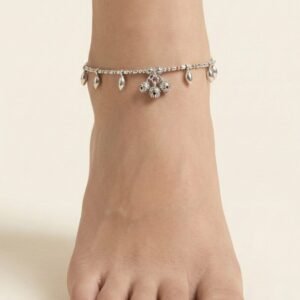 Sterling Silver Floral Charm Anklet
