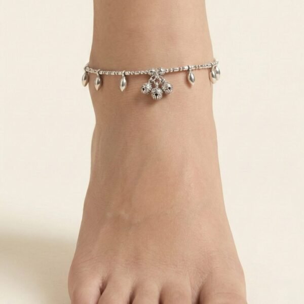 Sterling Silver Floral Charm Anklet