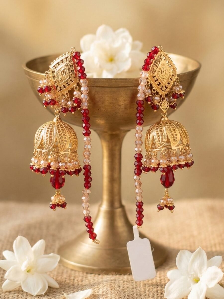 925 Silver Multi-Colour Bead Drop Jhumka