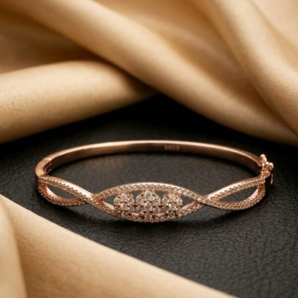 CZ Encrusted Curved Bangle