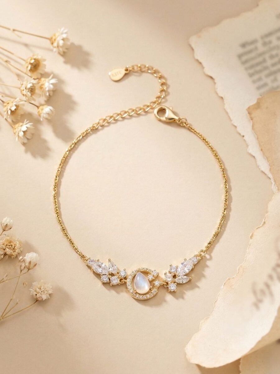 Floral Charm Silver Bracelet