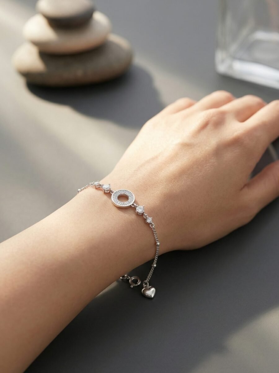 Oxidised Stone Charm Bracelet