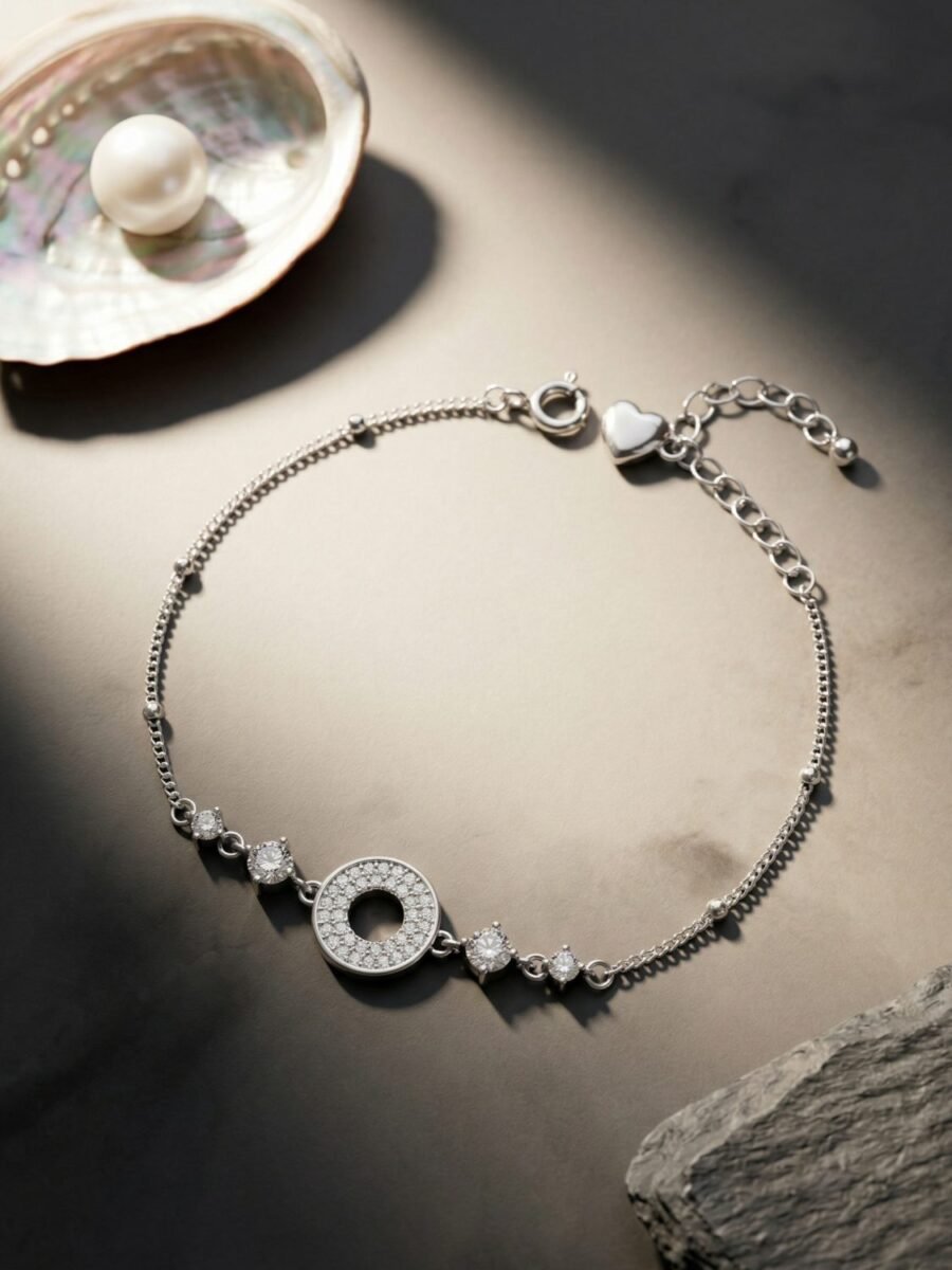 Oxidised Stone Charm Bracelet