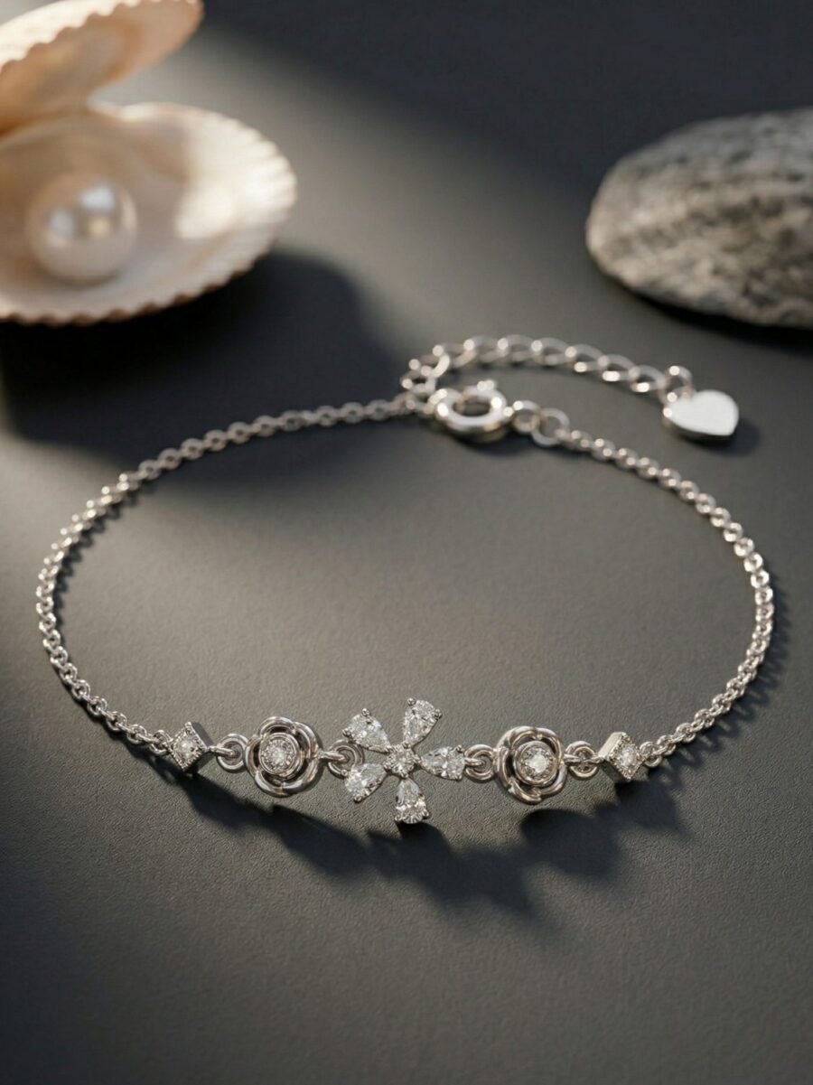 CZ Flower Charm Bracelet