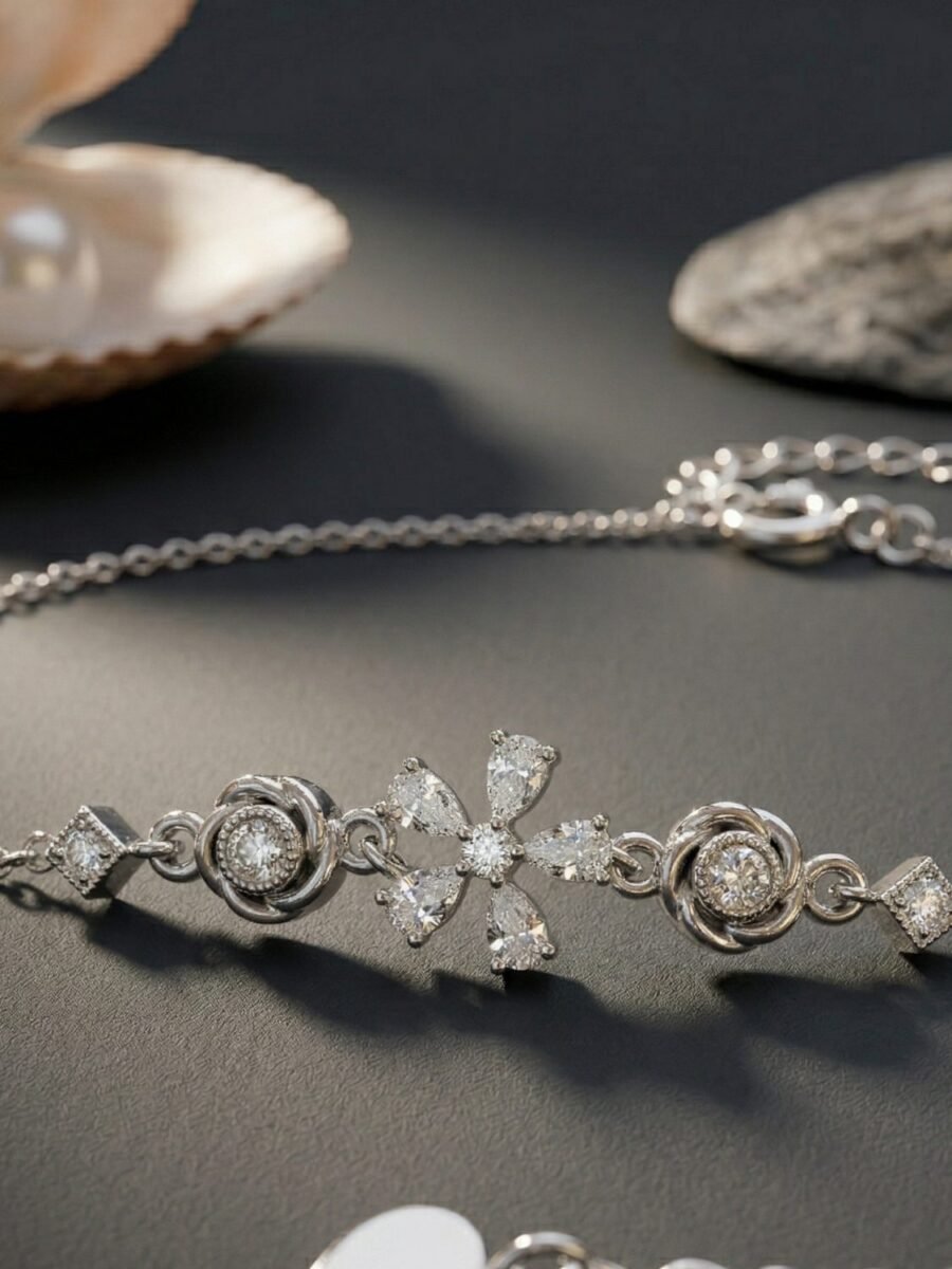 CZ Flower Charm Bracelet