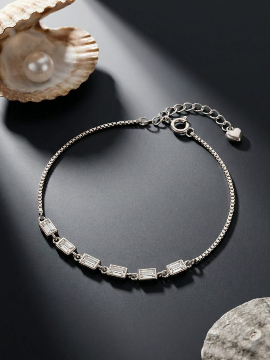 CZ and Dark Stone Tennis Bracelet