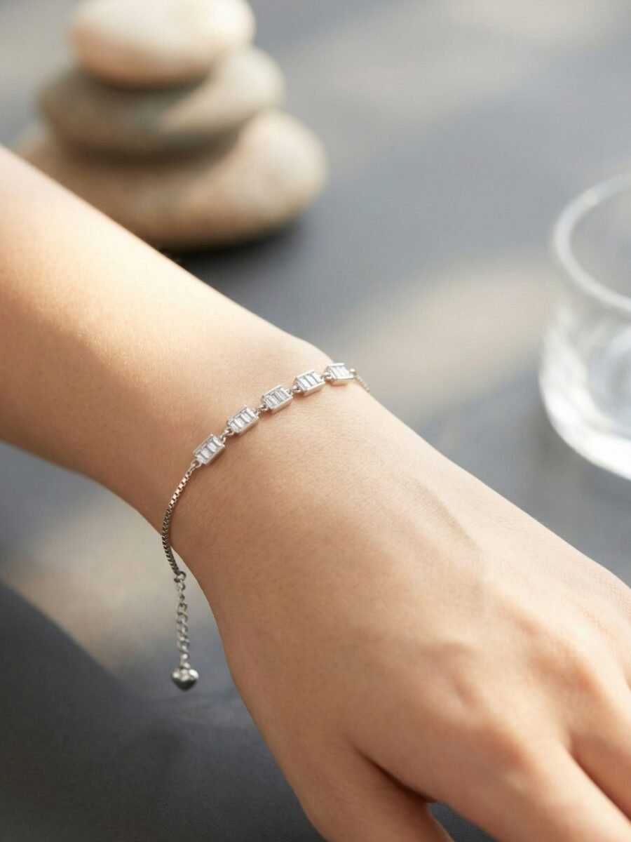CZ and Dark Stone Tennis Bracelet
