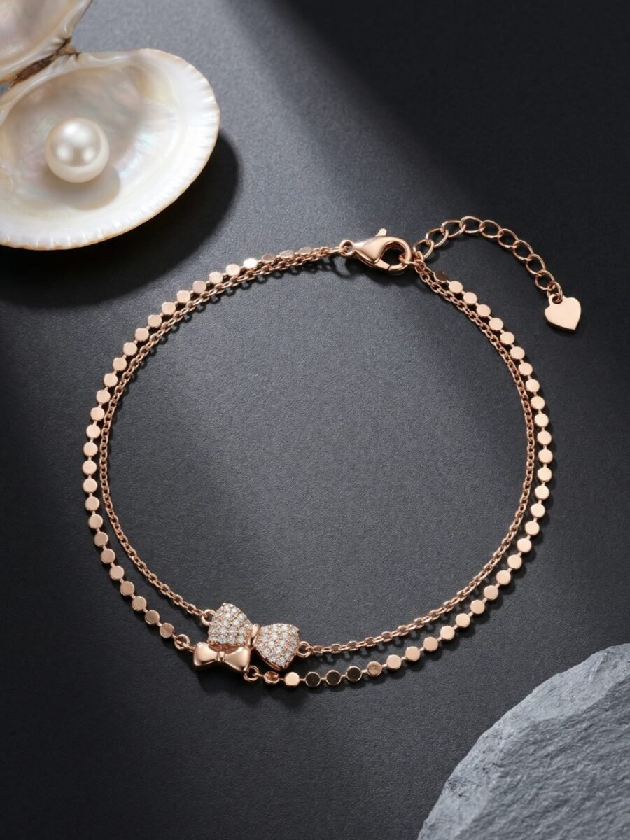 Rose Gold Station Silver Bracelet