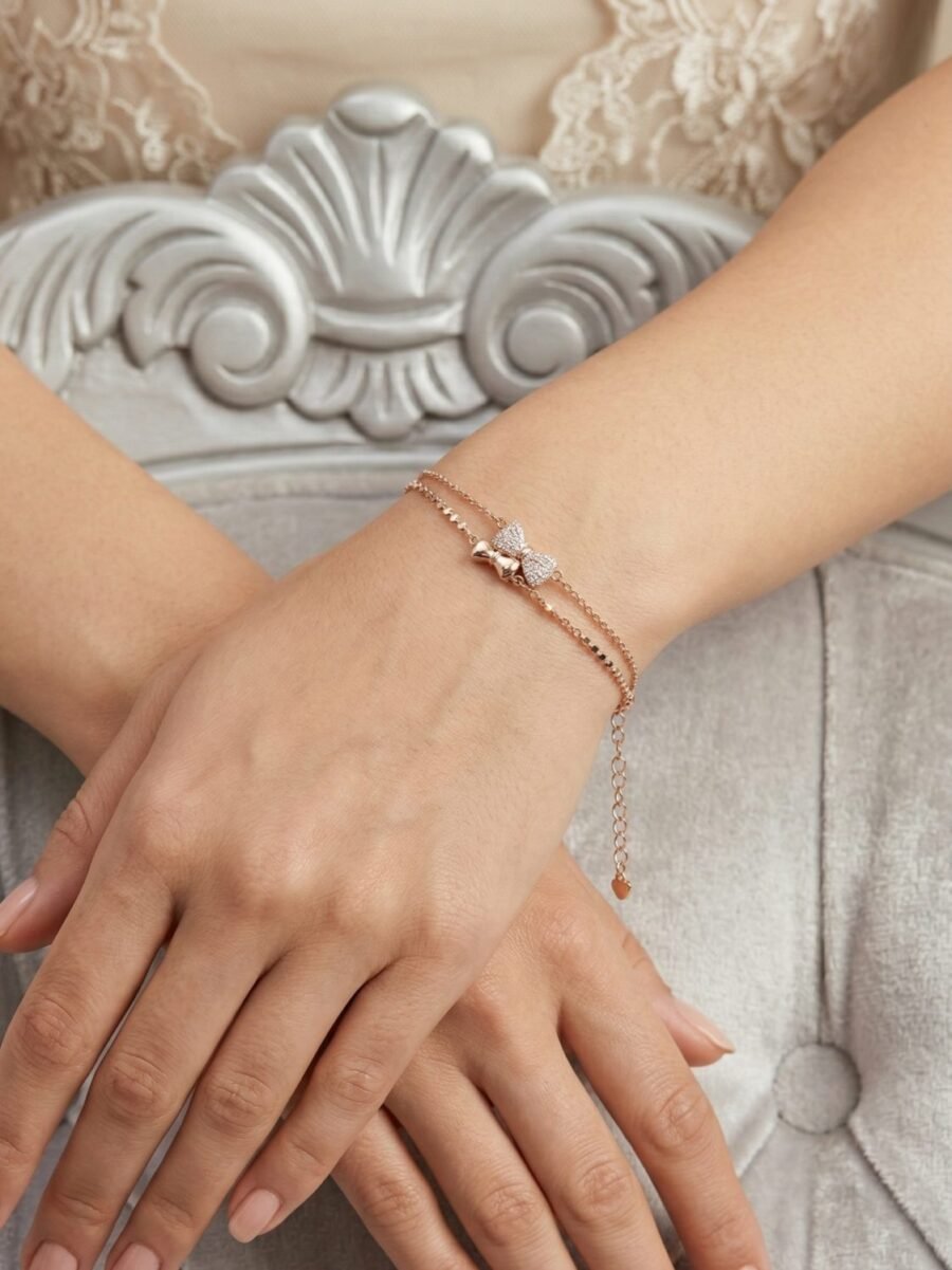 Rose Gold Station Silver Bracelet