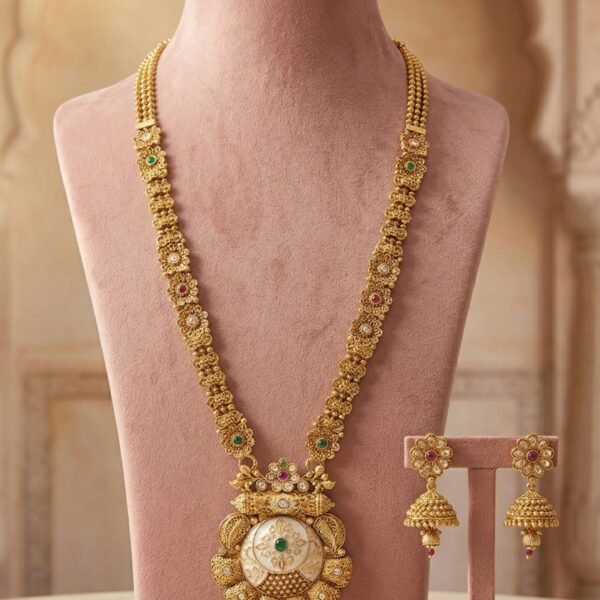 Antique Gold Floral Pendant Necklace