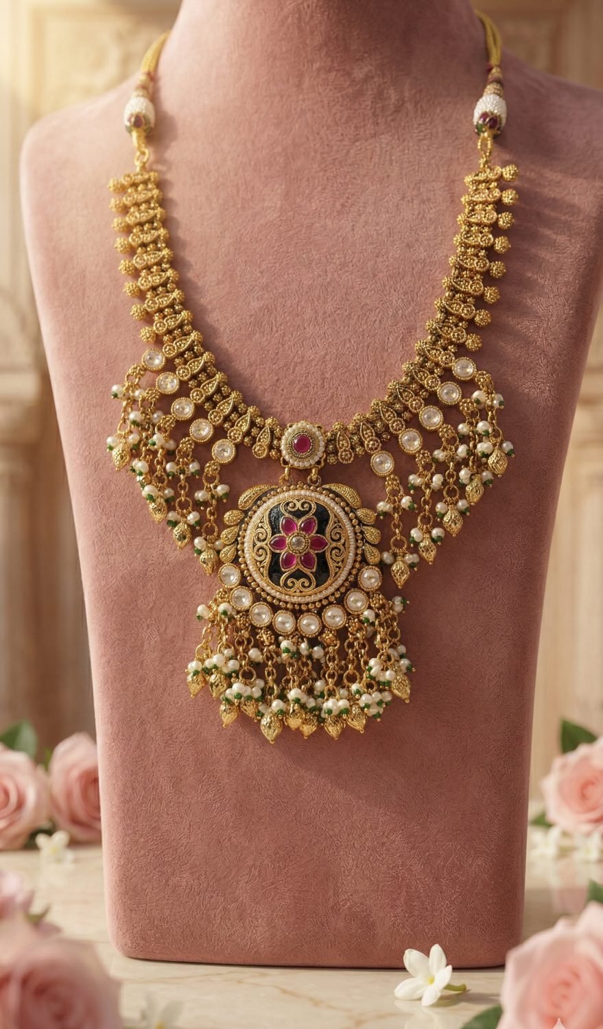 Antique Gold Necklace and Earring Set