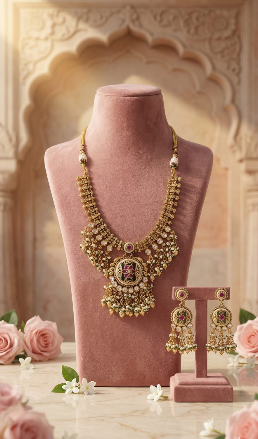 Antique Gold Necklace and Earring Set
