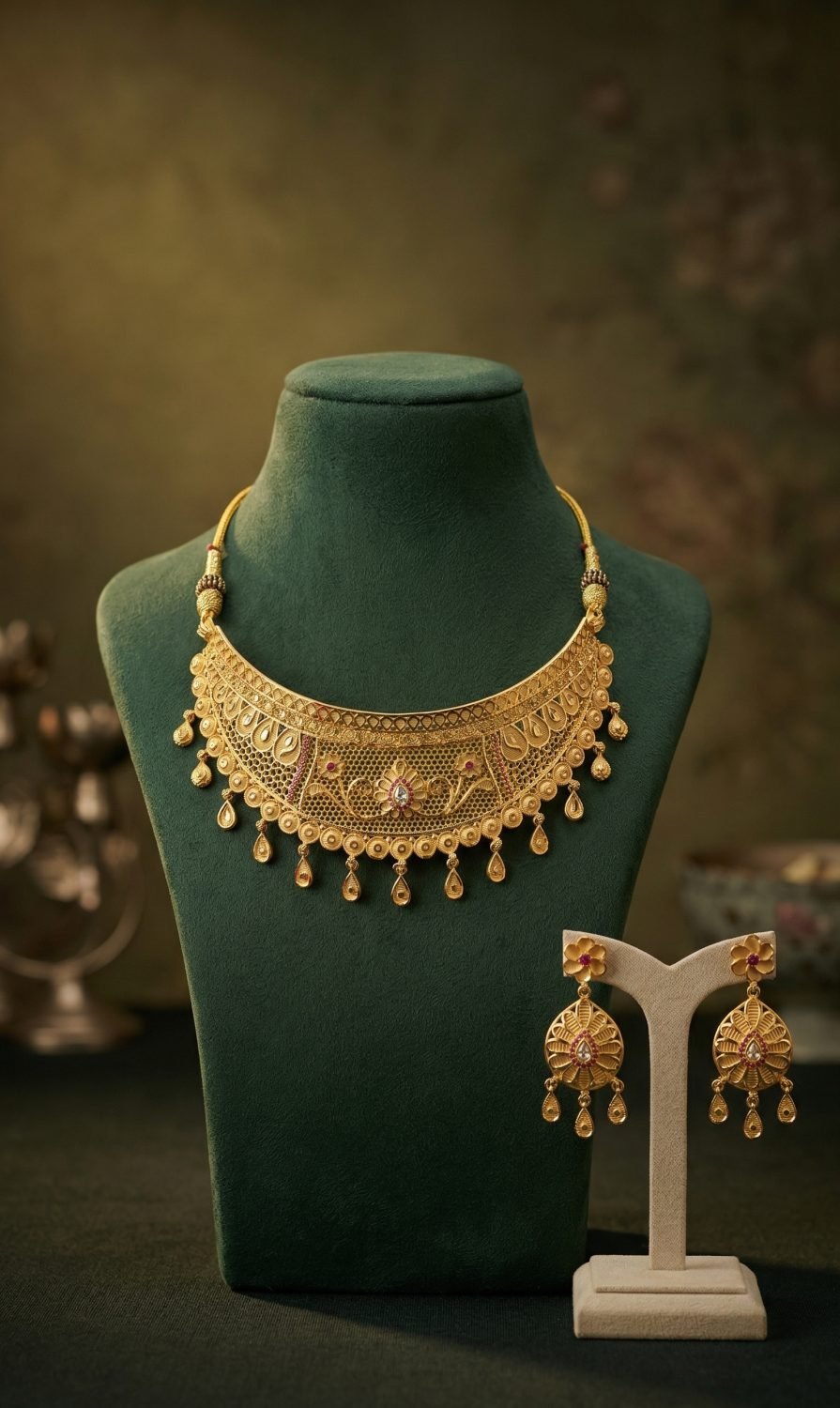 Antique Gold Drop Earring Set