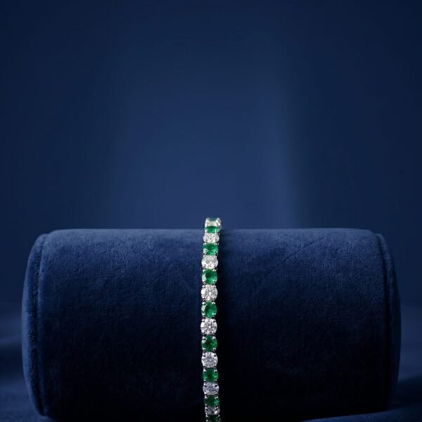 925 Silver Emerald and CZ Tennis Bracelet