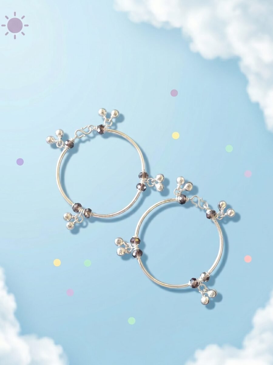 925 Silver Dark Bead Baby Bangles