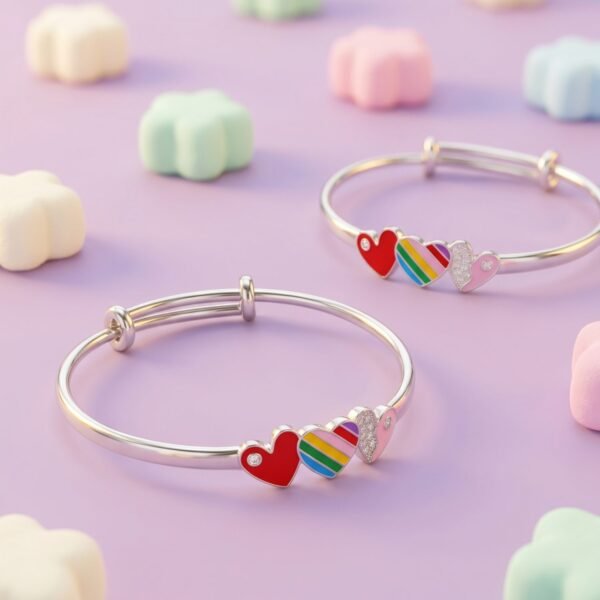 925 Silver Triple Heart Baby Bangle