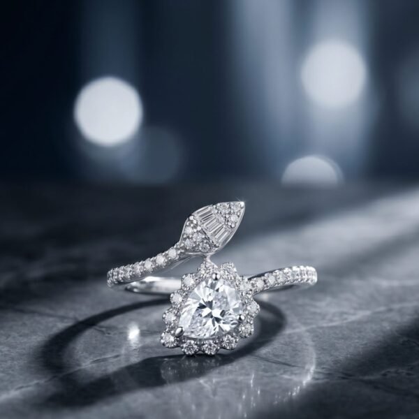 925 Silver CZ Cutout Ring