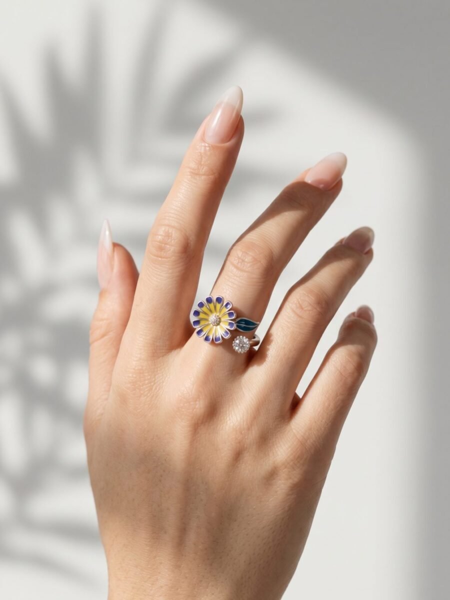 925 Silver CZ Open Cuff Ring