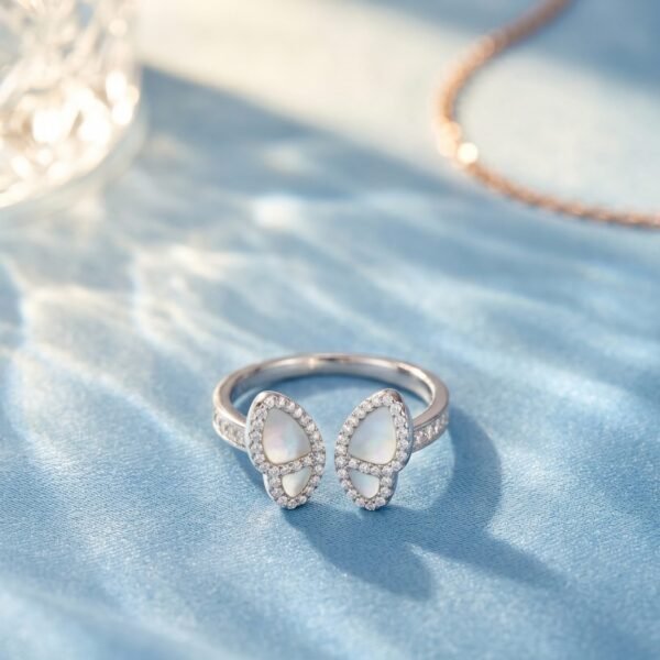 925 Silver CZ Petal Ring