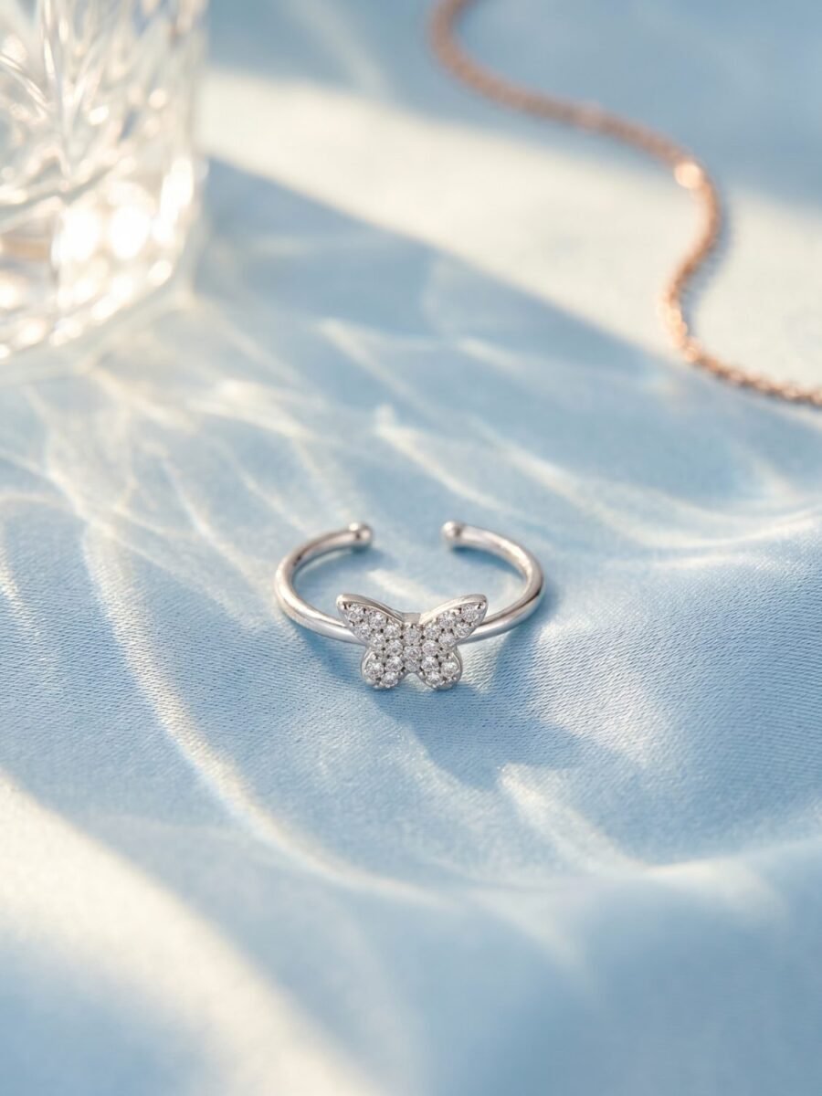 925 Silver CZ Chain Link Ring