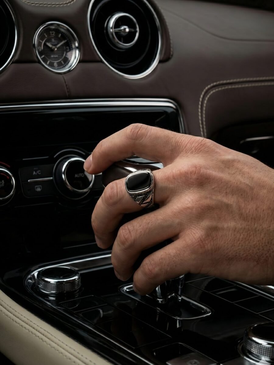 925 Silver Blue Stone Men's Ring