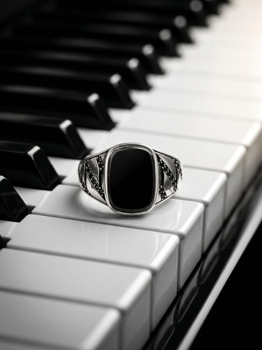 925 Silver Blue Stone Men's Ring