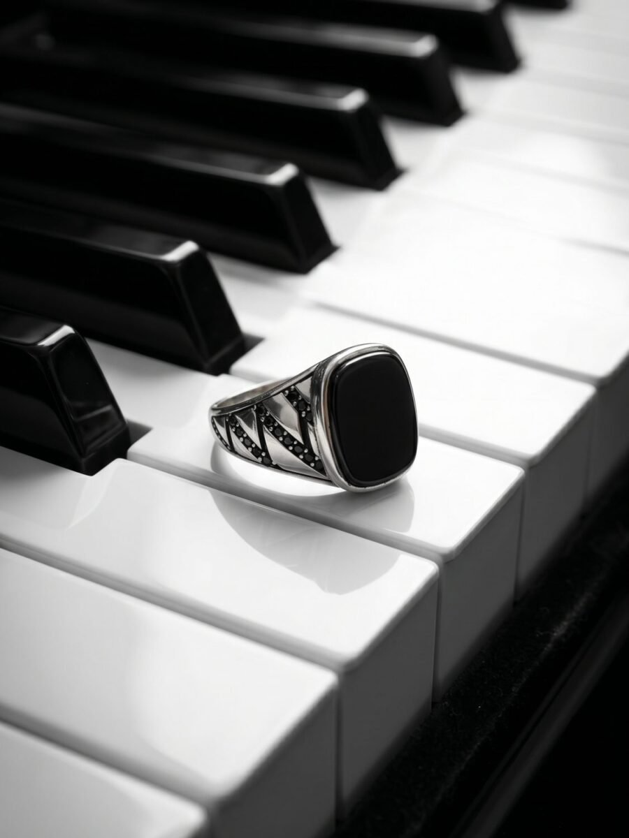 925 Silver Blue Stone Men's Ring