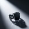 925 Silver Black Stone Chain Signet Ring
