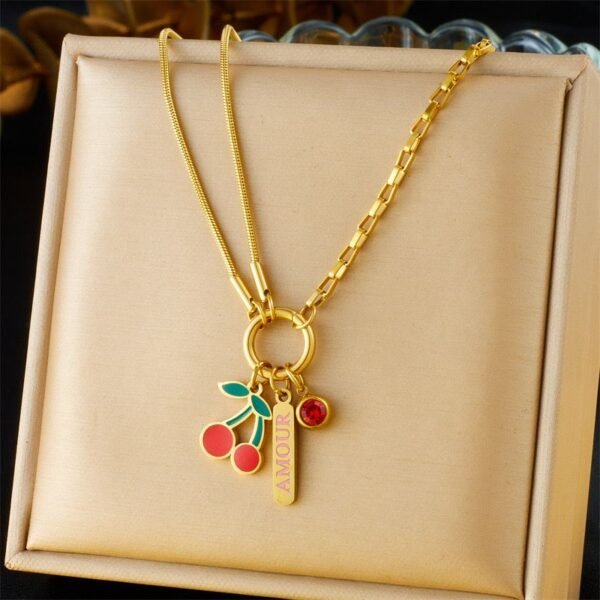 Enamel Flower Pendant Necklace