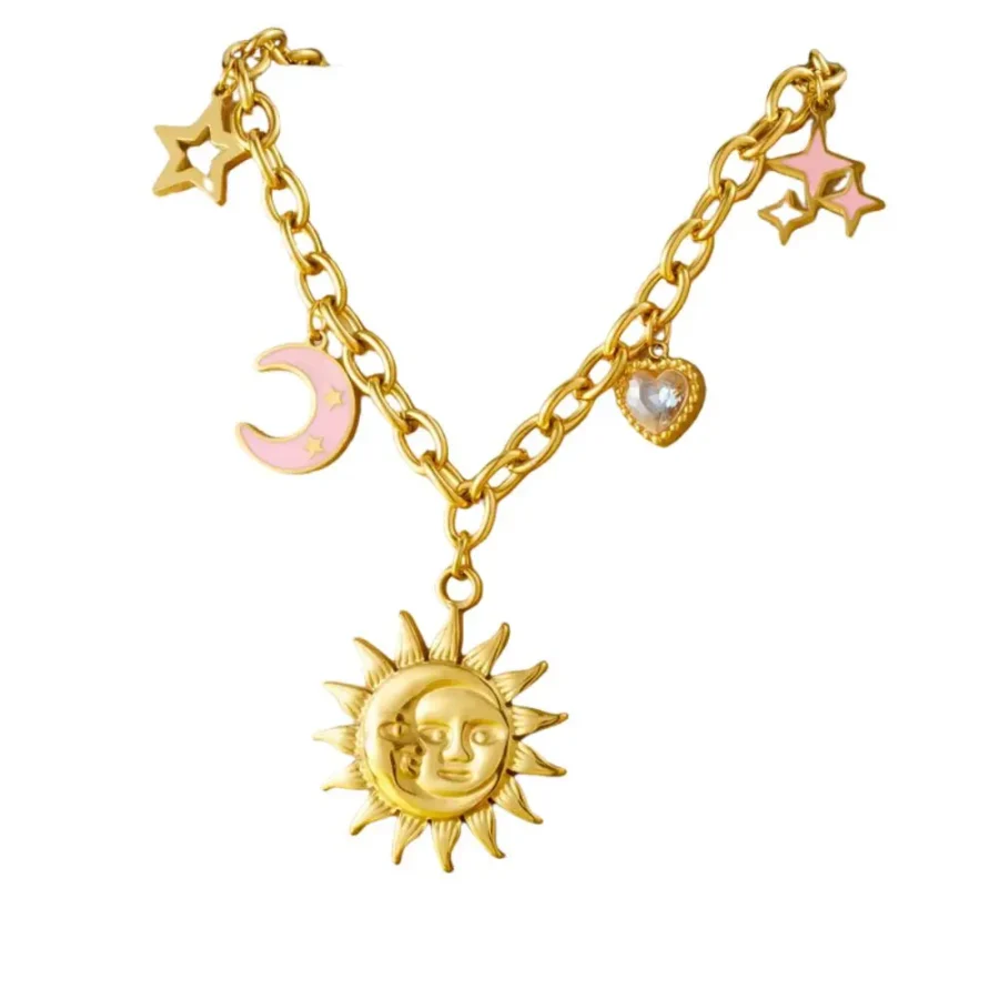 Layered Sun Pendant Necklace