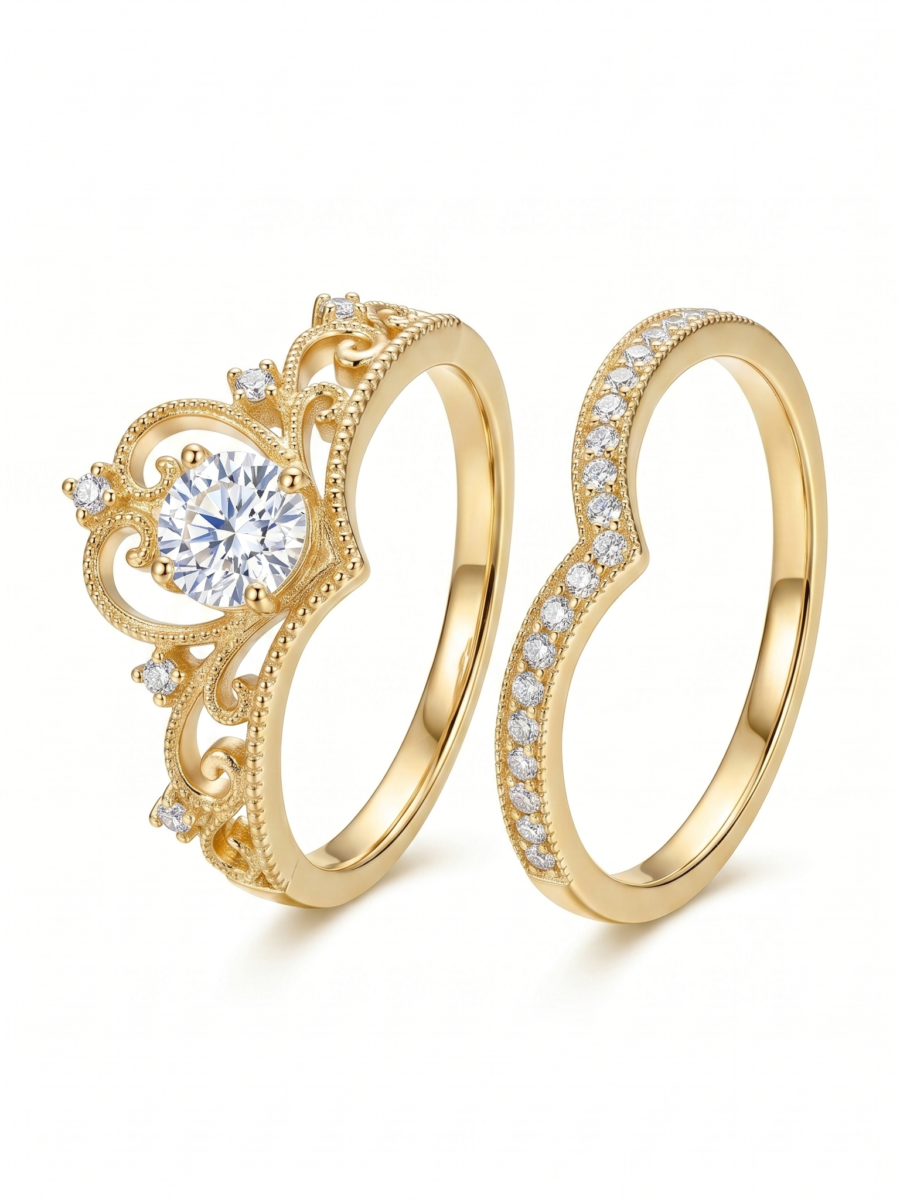 Gold Crown Ring Set
