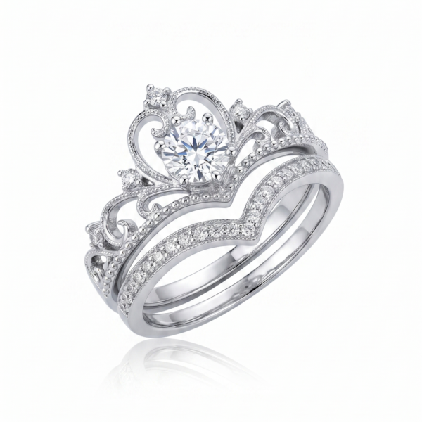 Silver Crown Ring Set