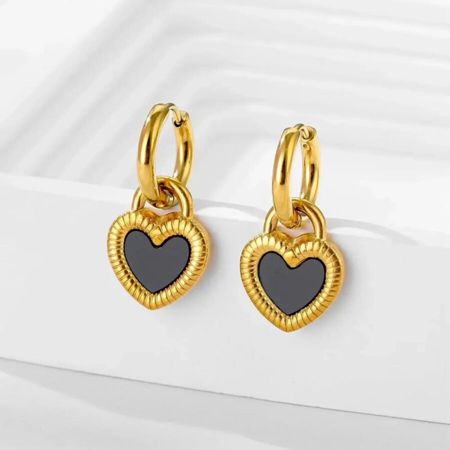 Heart Charm Hoop Earrings
