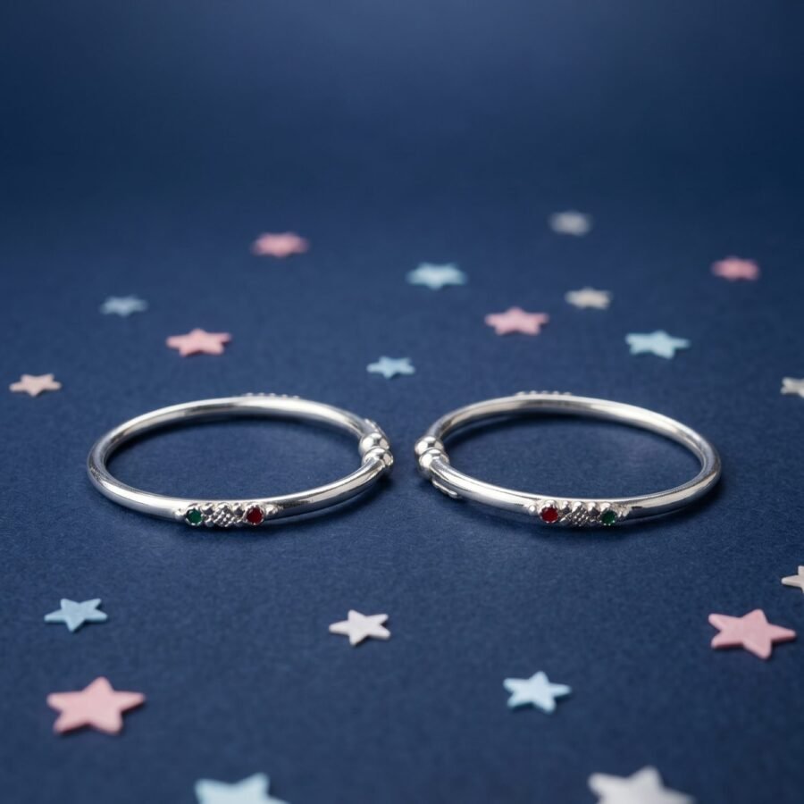 925 Silver CZ Beaded Baby Bangles
