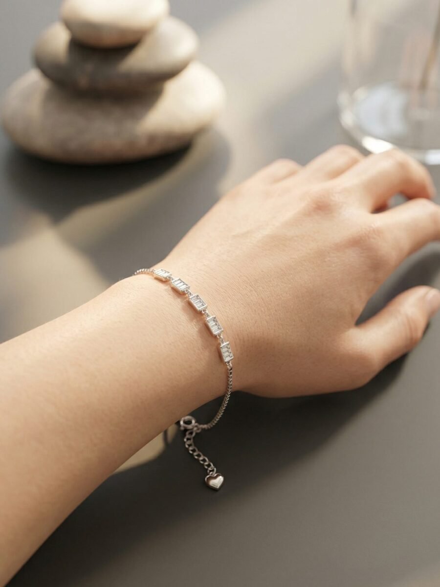 CZ and Dark Stone Tennis Bracelet