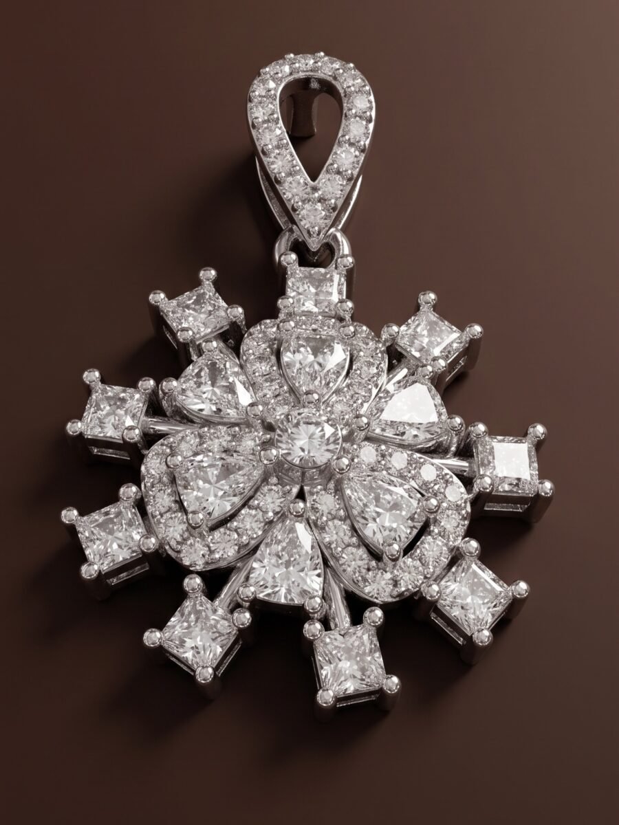 925 Silver Snowflake CZ Pendant Set