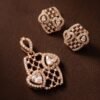 925 Silver Double Heart Pendant Set