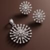 925 Silver Dandelion Burst CZ Pendant Set