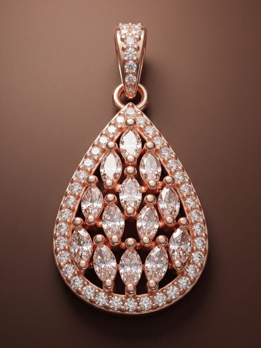 925 Silver Teardrop Halo CZ Pendant Set