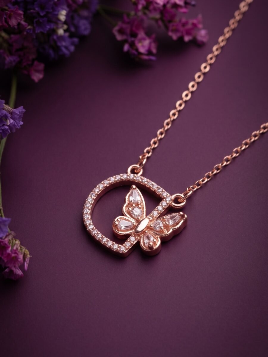 925 Silver Butterfly Circle Pendant Set