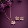 925 Silver Clover CZ Pendant Set
