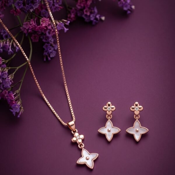 925 Silver Mother of Pearl Star Pendant Set