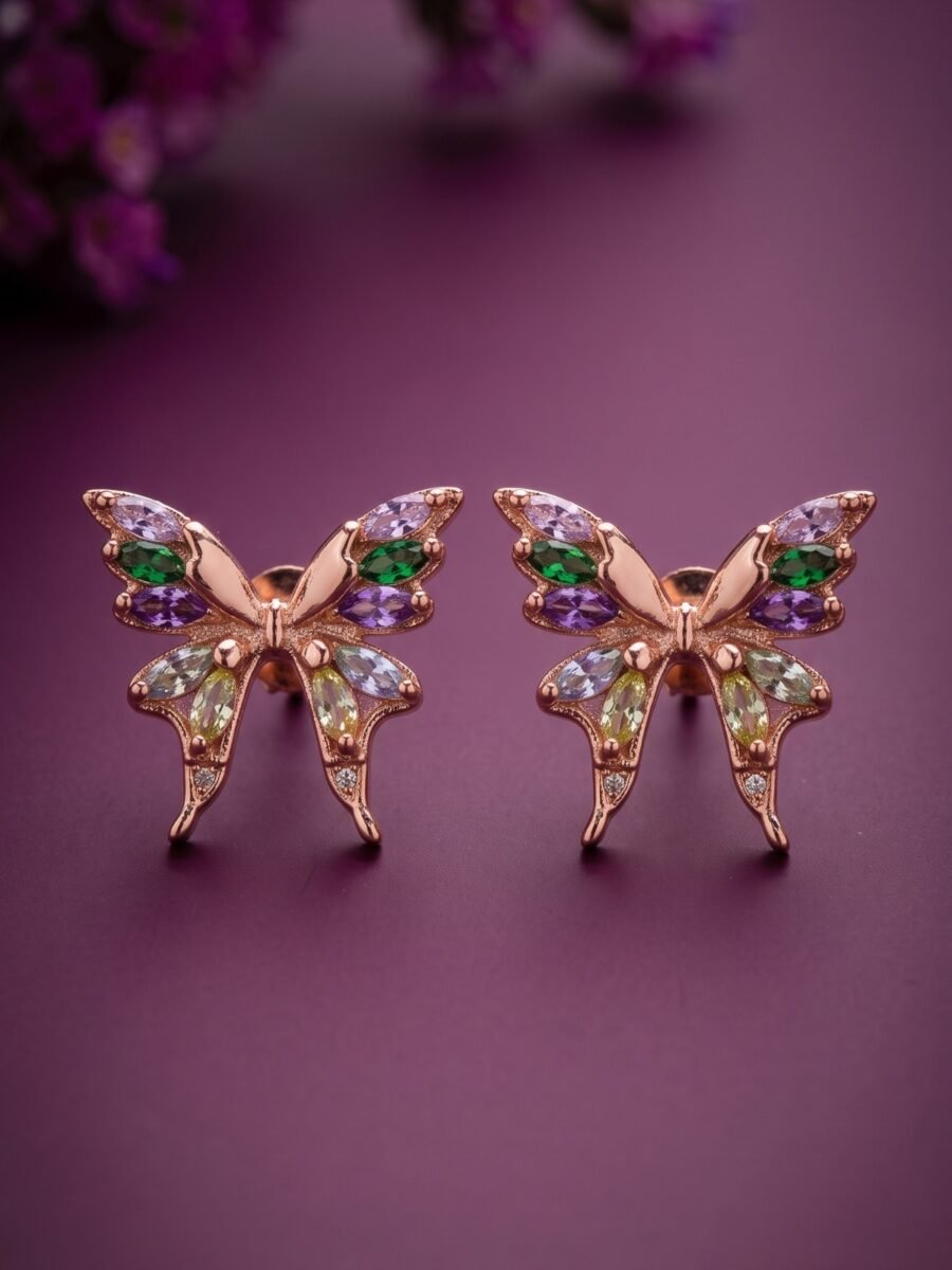 925 Silver Multicolour Butterfly Pendant Set