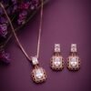 925 Silver Cushion Halo CZ Pendant Set