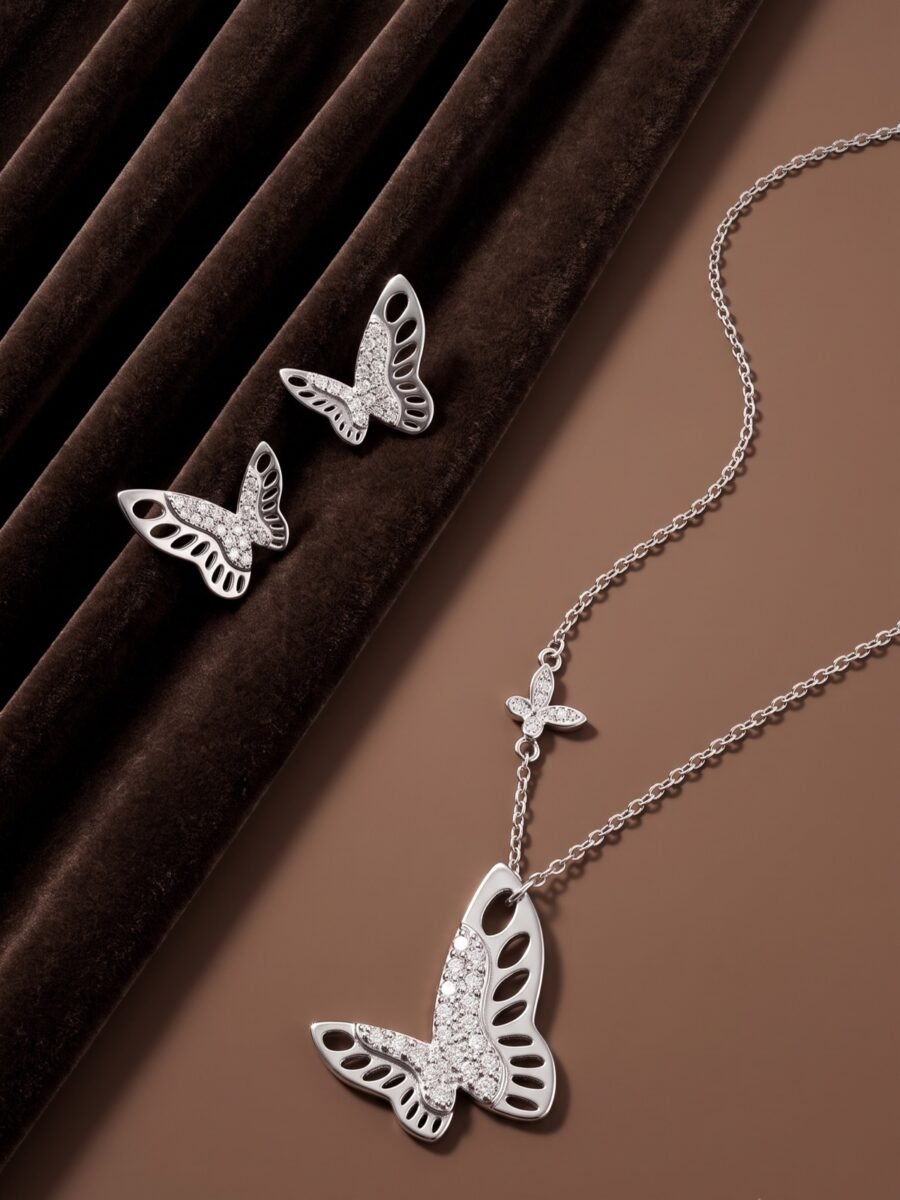 925 Silver Petite Butterfly Pendant Set