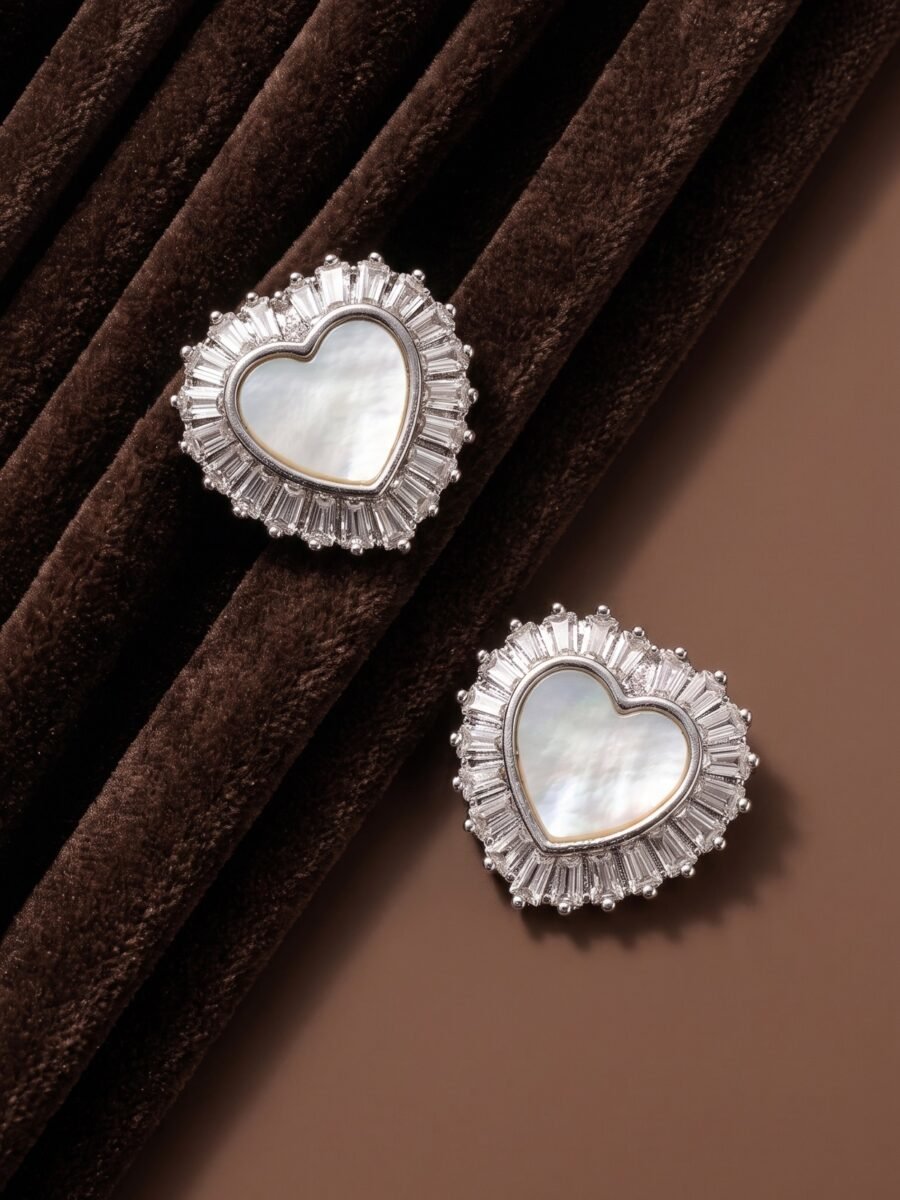 925 Silver Mother of Pearl Heart Pendant Set