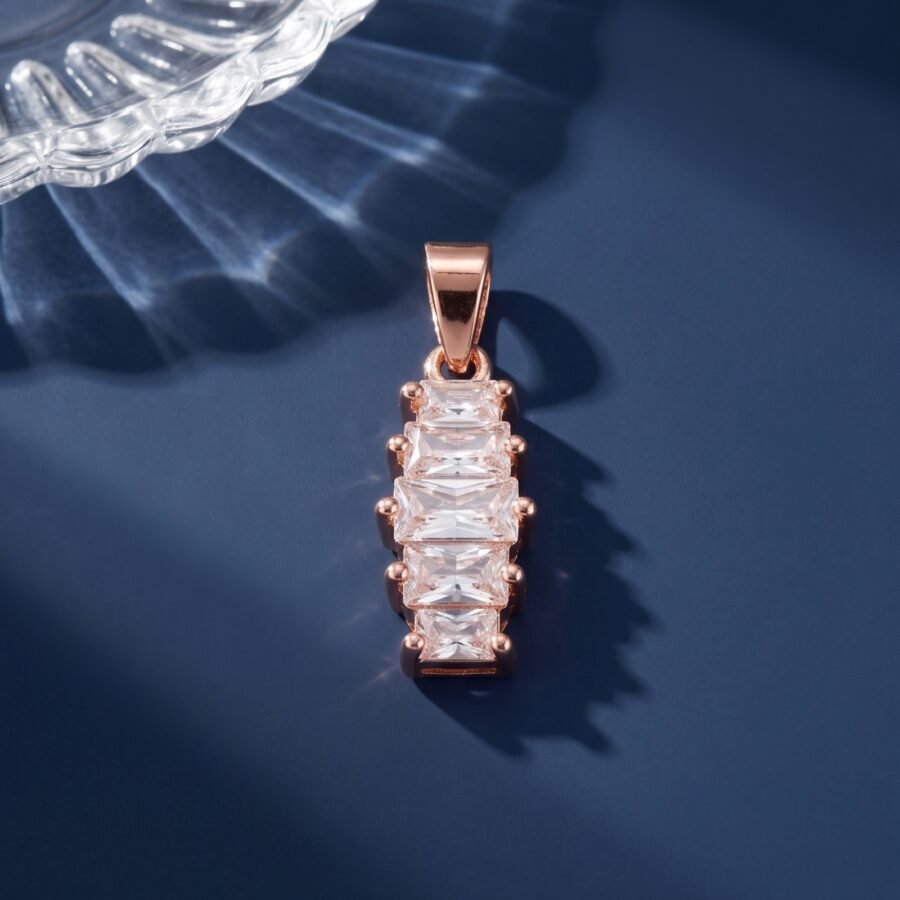 925 Silver Baguette Hoop Pendant Set