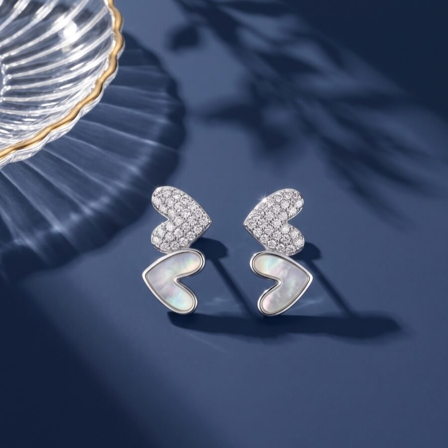 925 Silver Twin Heart Pendant Set