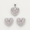 925 Silver Heart Filigree Pendant Set