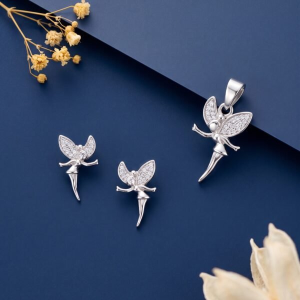 925 Silver Fairy CZ Pendant Set